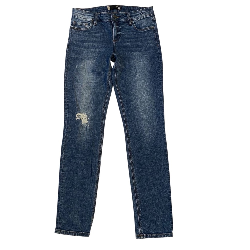 KUT FROM THE KLOTH Catherine Boyfriend Jeans Distressed Blue Size 6 KFTK